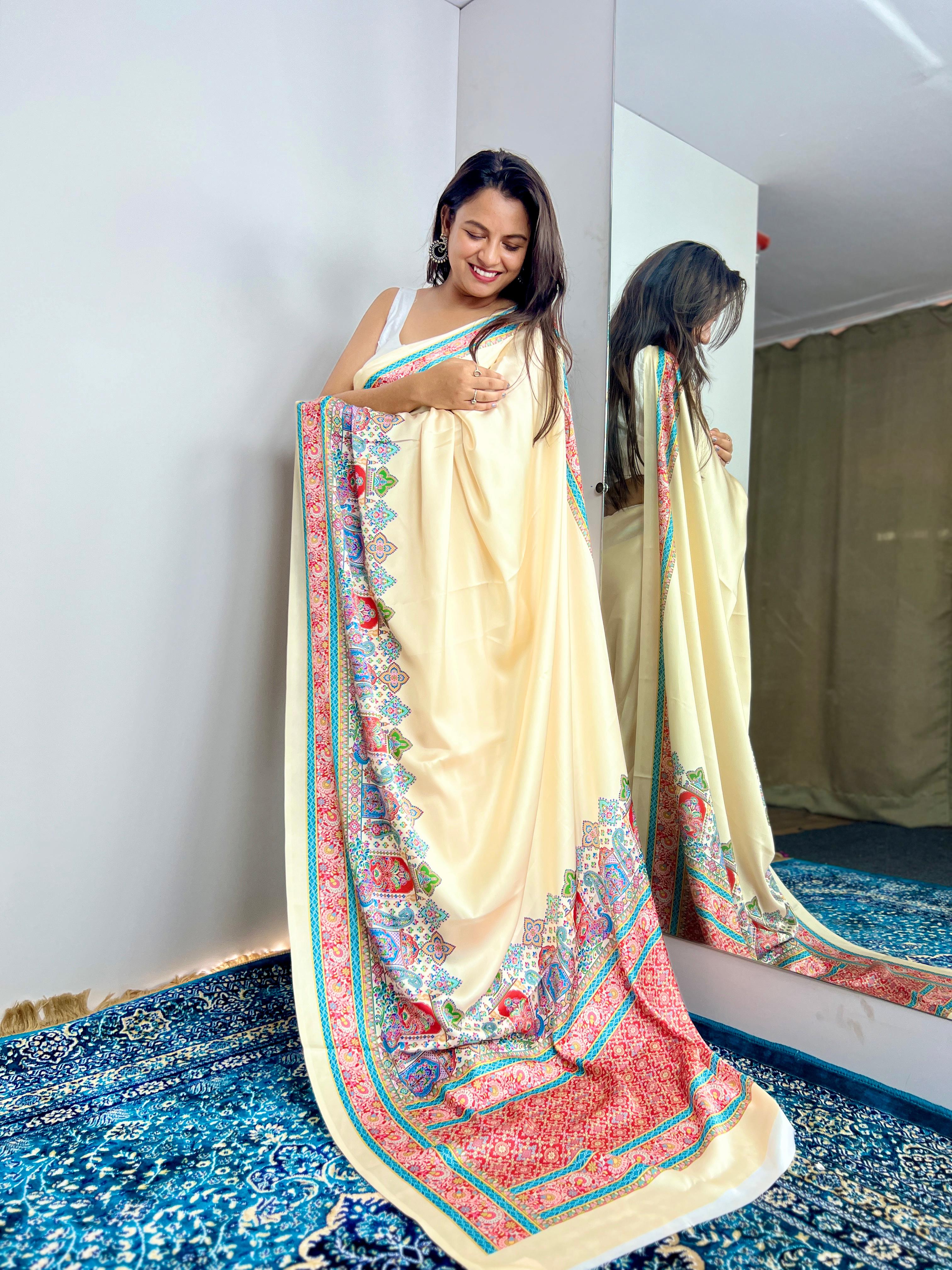 Kashmiri Pashmina Inspired Digital Print Original Japan Satin (Devsena satin)