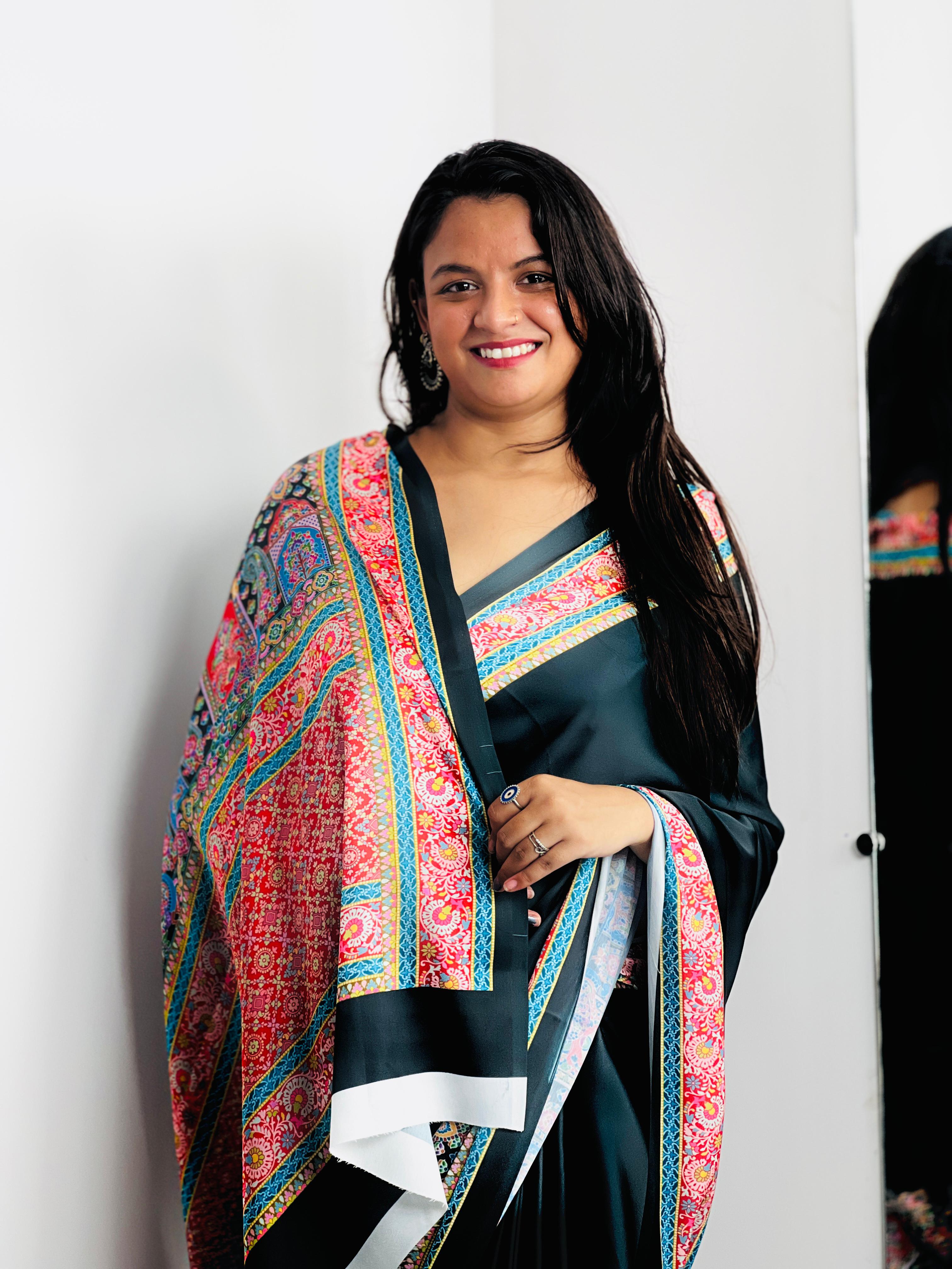 Kashmiri Pashmina Inspired Digital Print Original Japan Satin (Devsena satin)