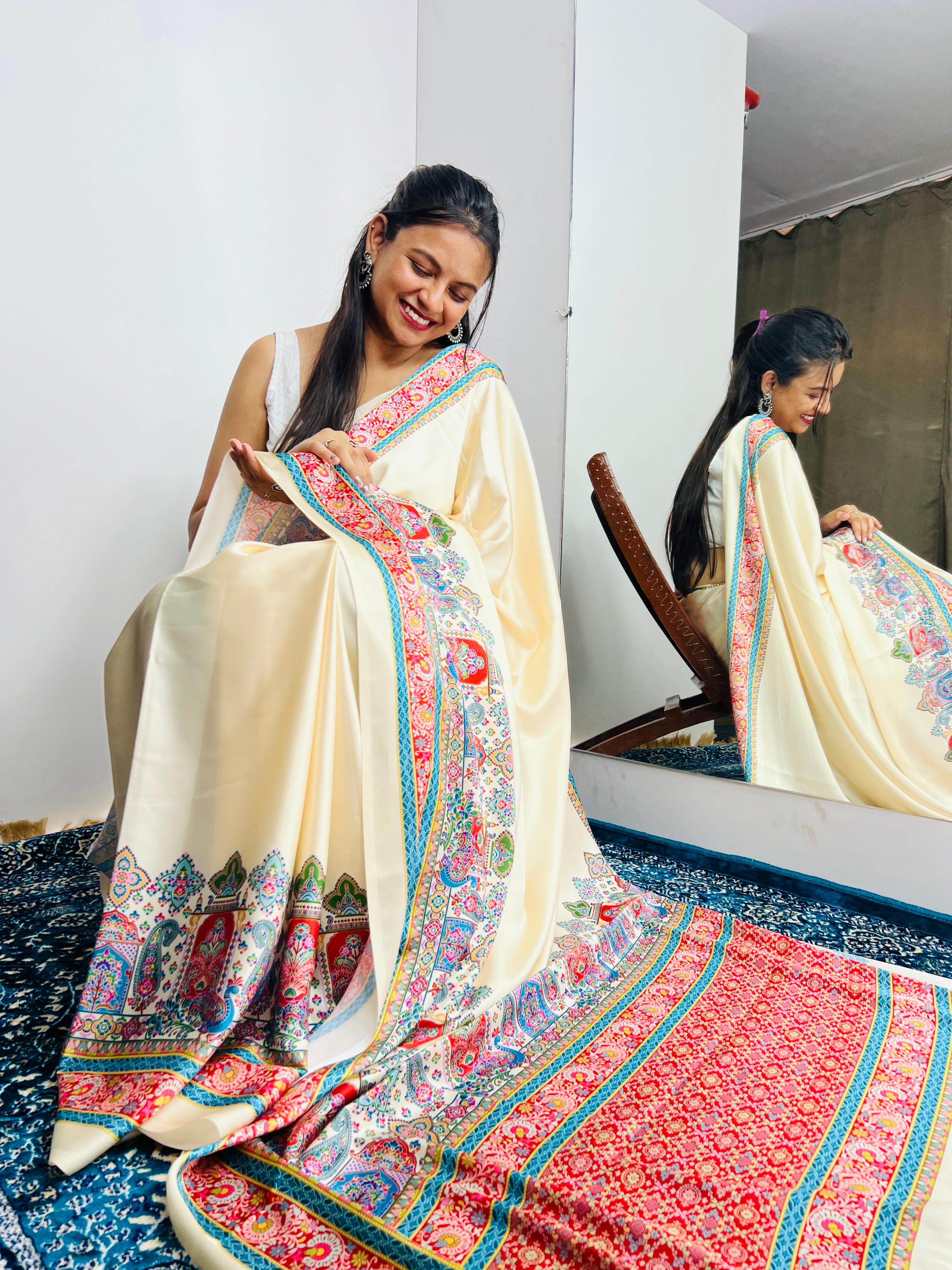 Kashmiri Pashmina Inspired Digital Print Original Japan Satin (Devsena satin)