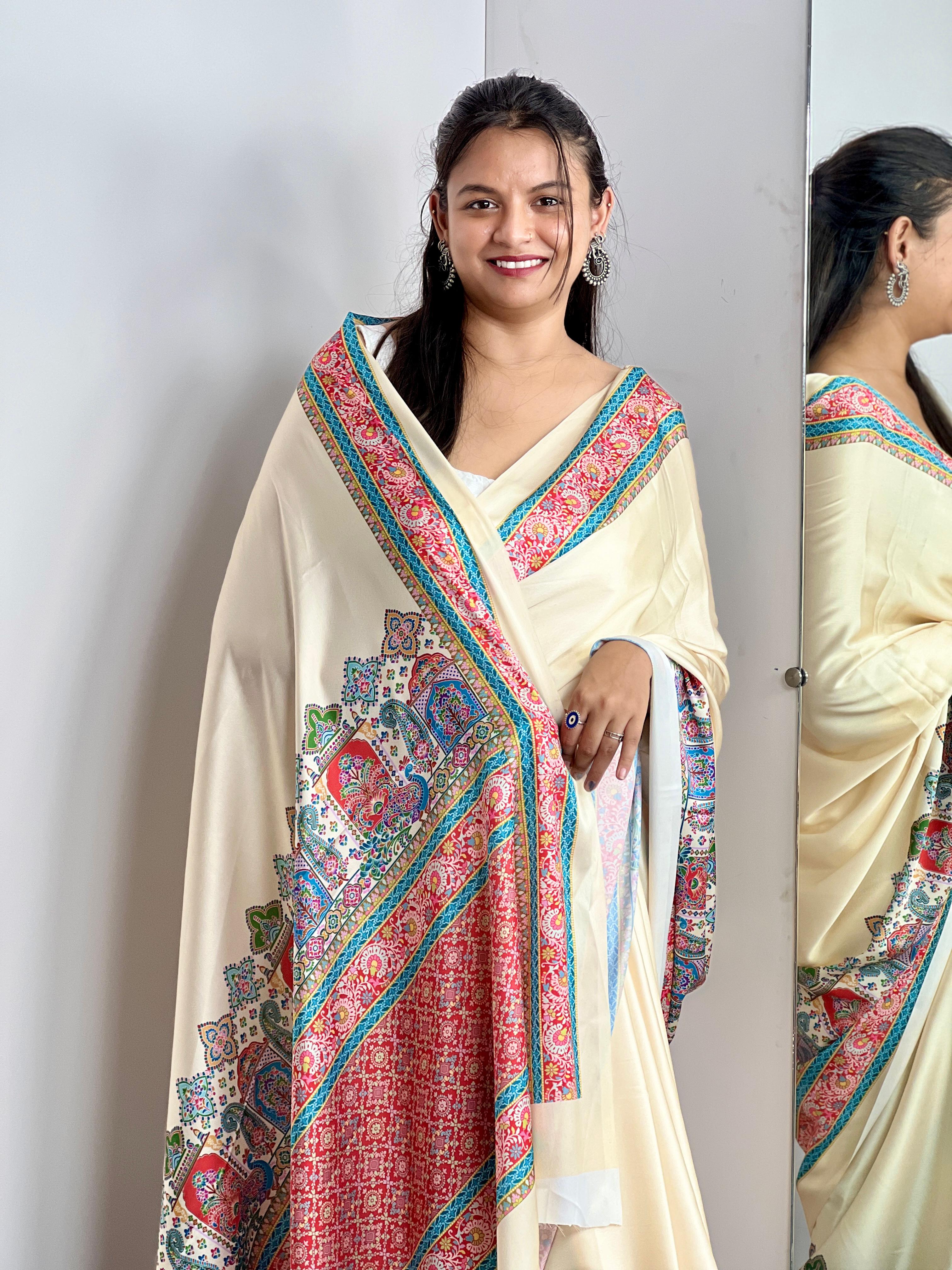 Kashmiri Pashmina Inspired Digital Print Original Japan Satin (Devsena satin)