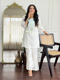 White Pure Cotton Kurti Palazzo Set – Comfortable Everyday Wear