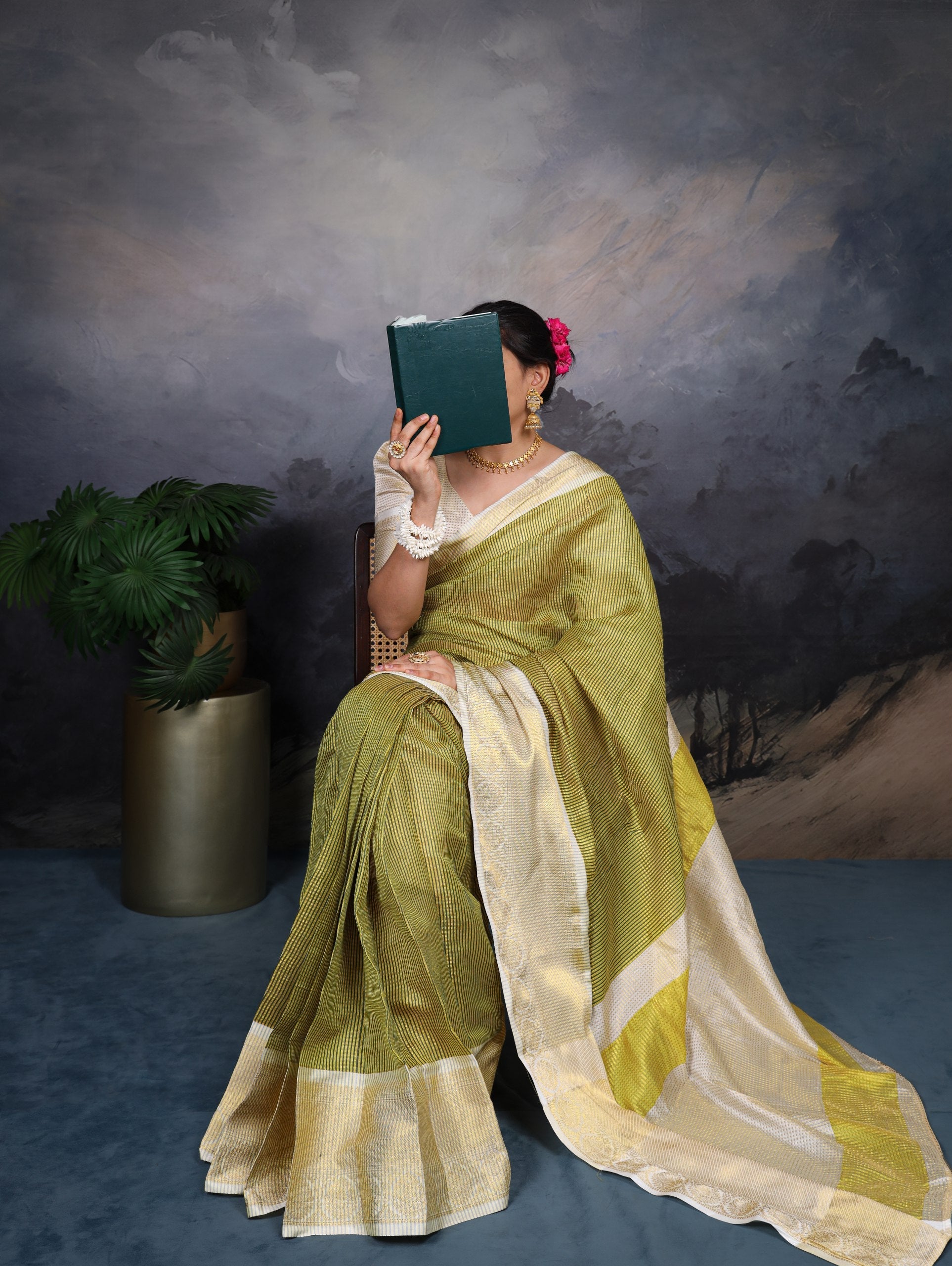 Zari Weaving Work Jacquard Chex.