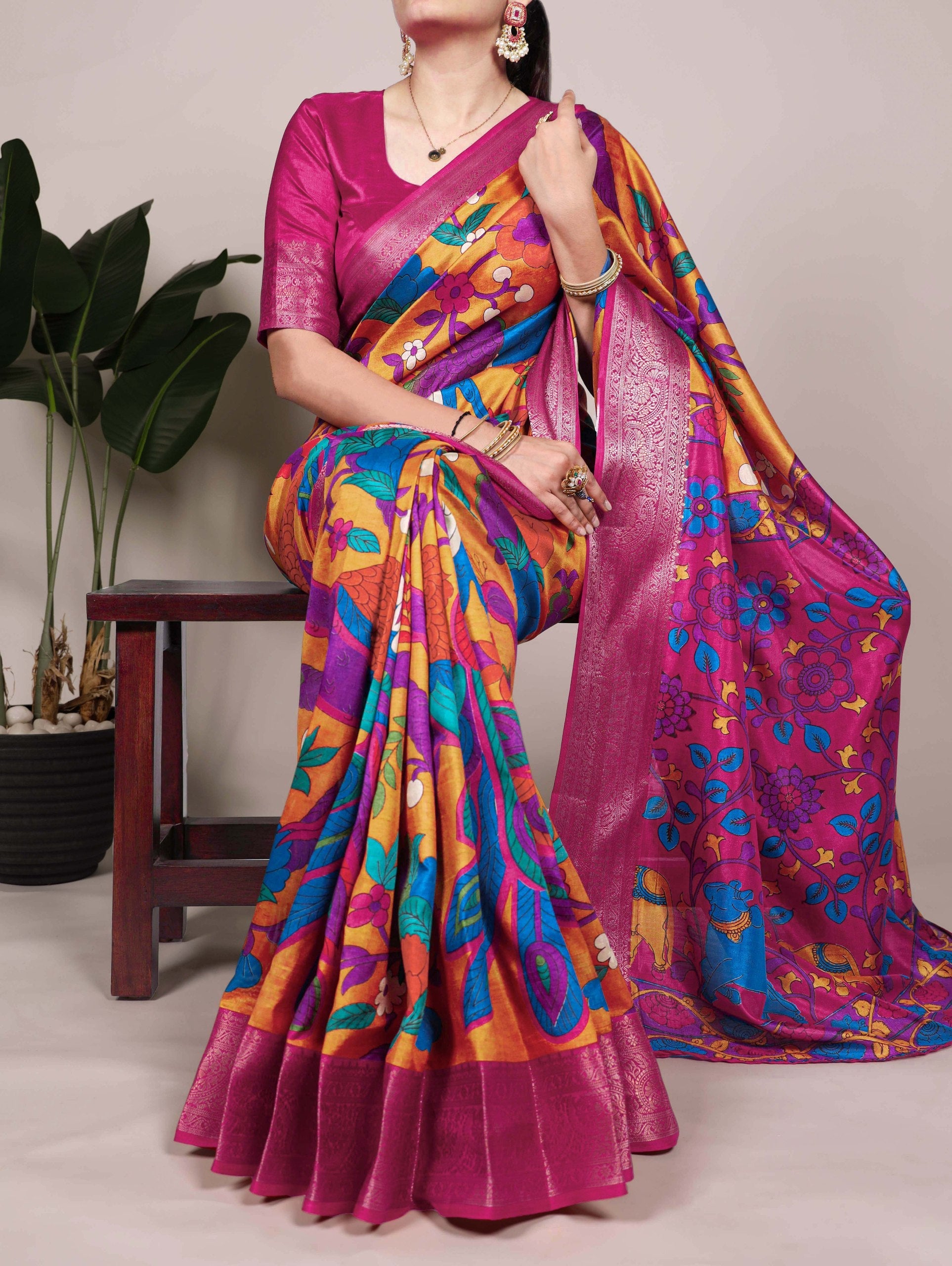 Tussar Silk With Viscose Border Premium Saree