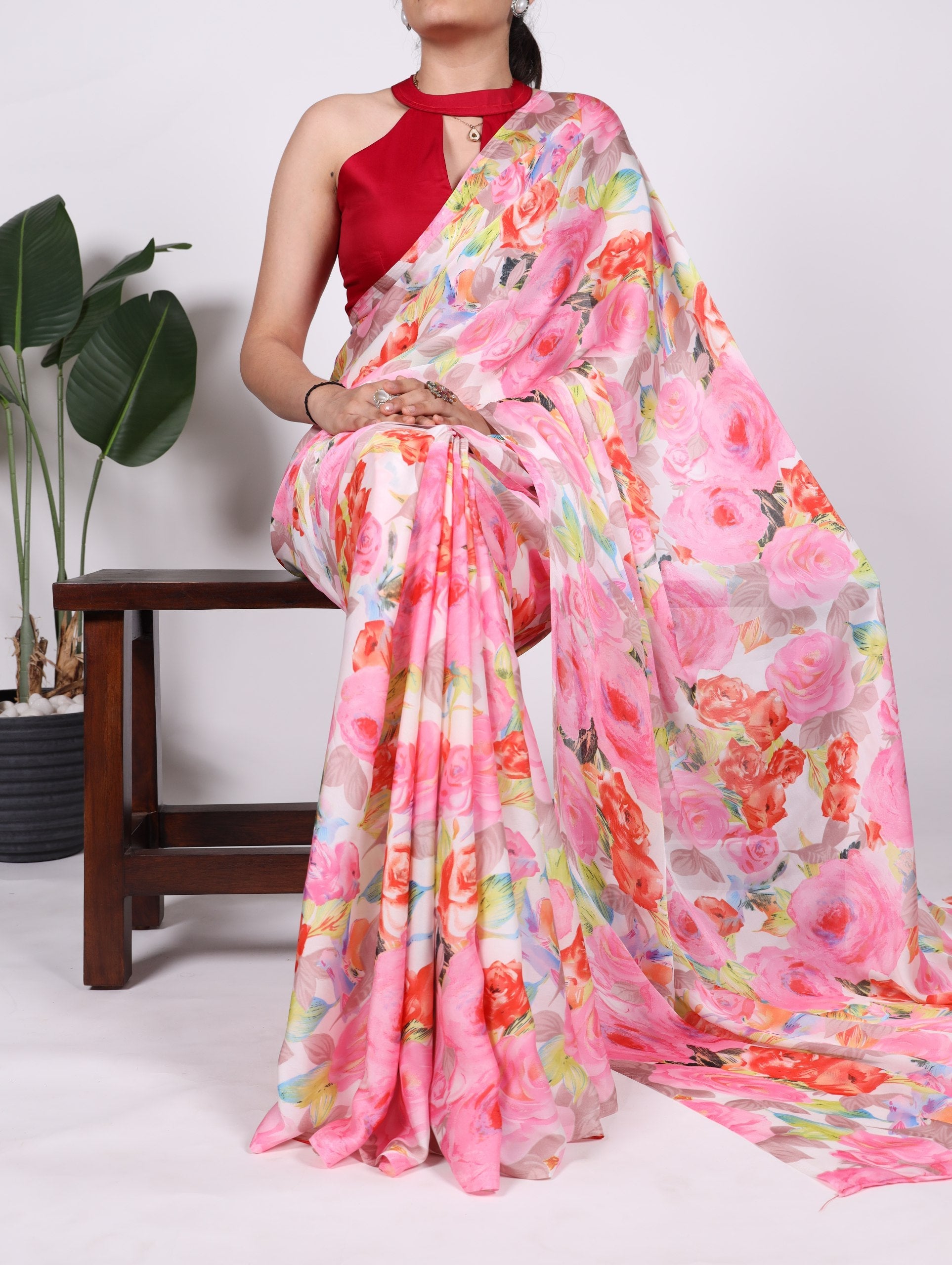 Blooming floral design Soft Touch Silk Saree