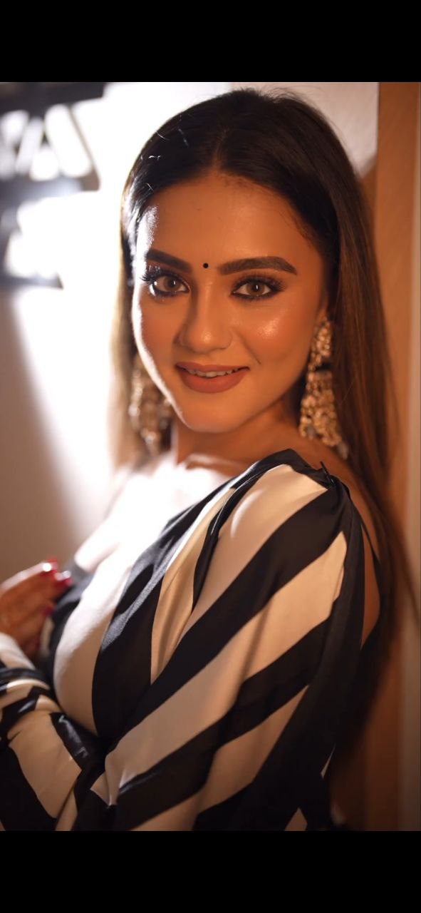 Black and White Zebra Print Style Saree Digital Print  Original Japan Satin (Devsena satin)