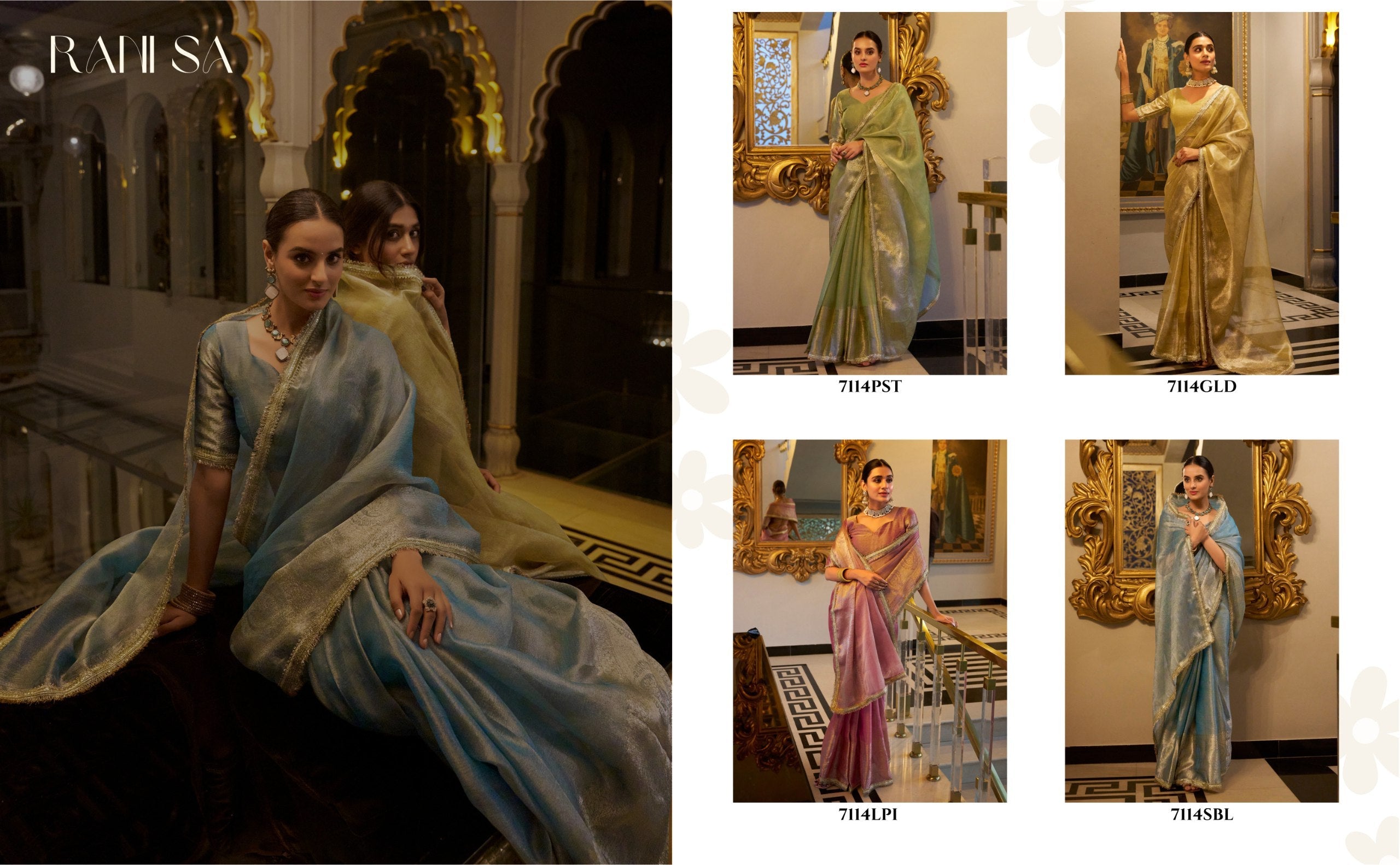 Tissue Shimmer Saree Zari Weaving Work With Sequins Lace Border