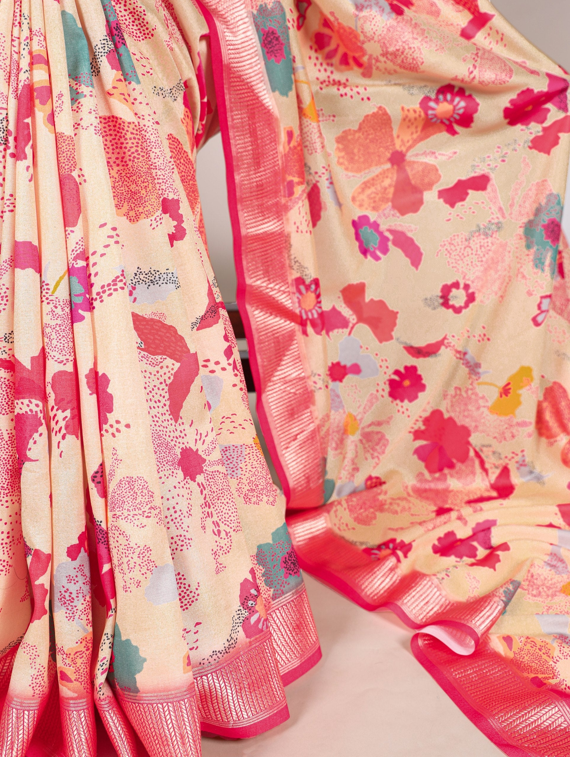 Tasar Silk With Viscose Border